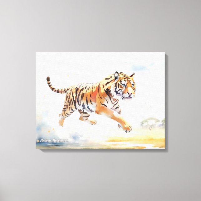 Tiger in Aktion 2 Leinwanddruck (Vorderseite)