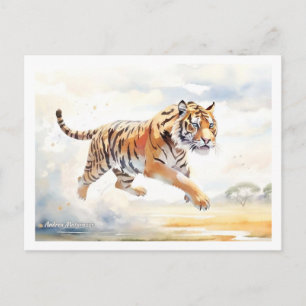Tiger in Aktion 2 Postkarte