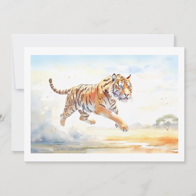 Tiger in Aktion 3 - Flachkarte (Vorderseite)