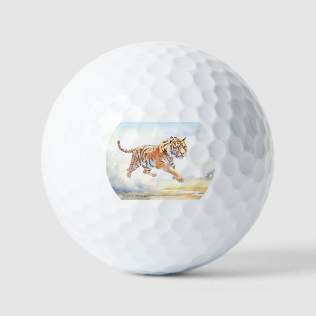 Tiger in Aktion 3 Golfball (Vorderseite)