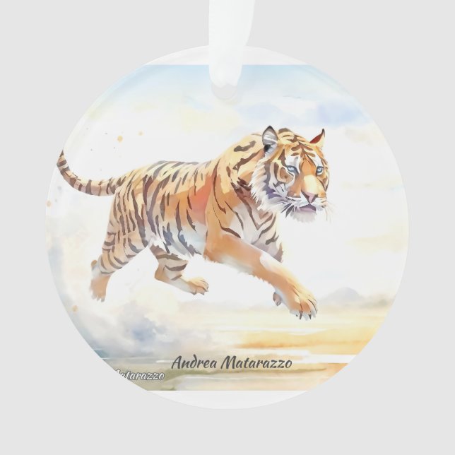 Tiger in Aktion 3 Ornament (Vorderseite)