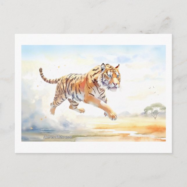 Tiger in Aktion 3 Postkarte (Vorderseite)