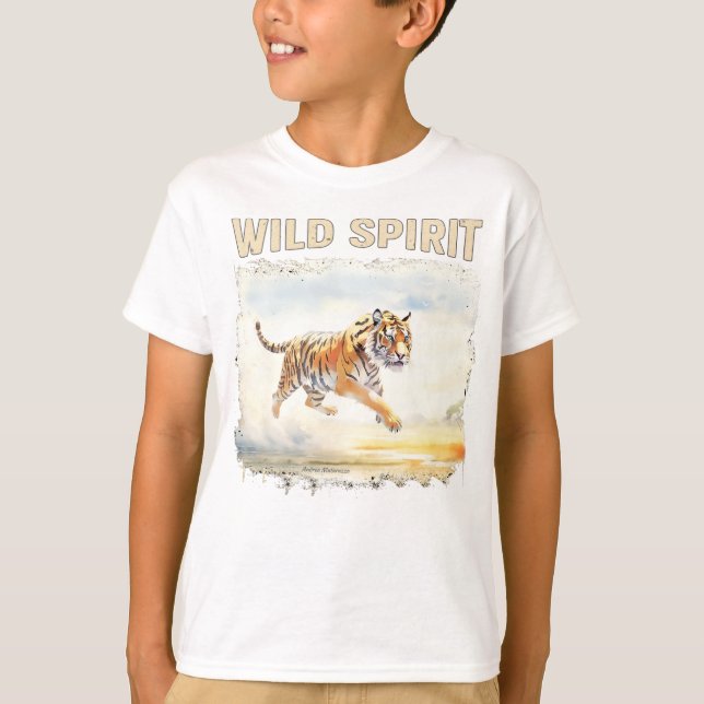 Tiger in Aktion - Wilder Geist T-Shirt (Vorderseite)