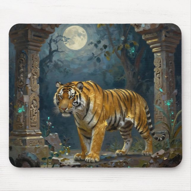 Tiger in Ancient Dunes under the Full Moon Mousepad (Vorne)