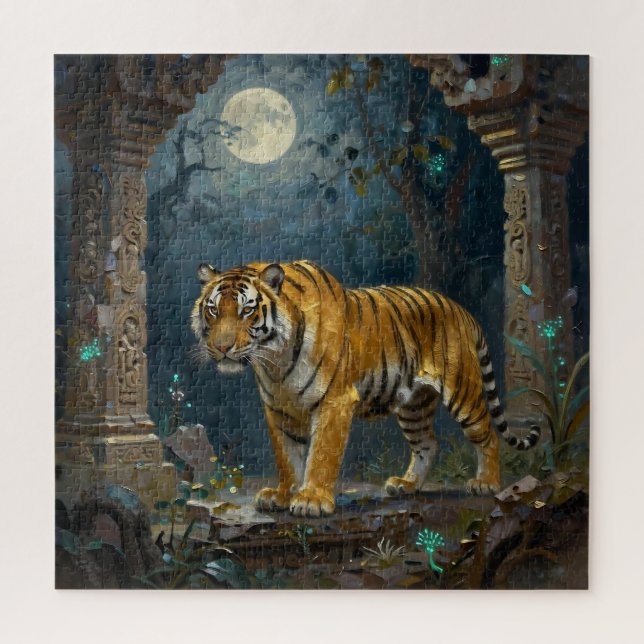 Tiger in Ancient Dunes under the Full Moon Puzzle (Vertikal)