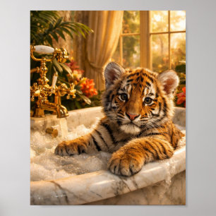 Tiger in Badewanne Wandkunst – Luxus-Tierposter,  Poster