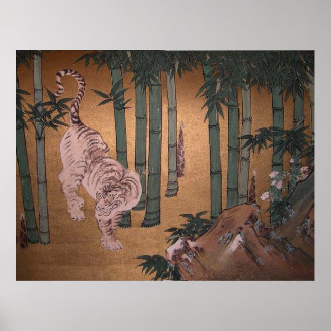 Tiger in Bamboo Grove by Kano Yu Poster (Vorne)