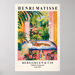 Tiger in Bathtub Art Print Funny Matisse Style Poster