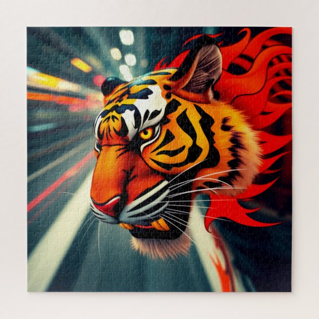 Tiger in Bewegung Puzzle (Vertikal)