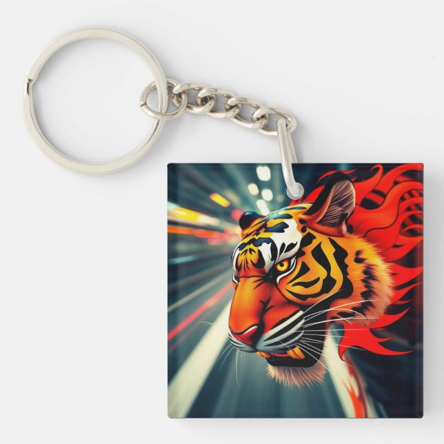 Tiger in Bewegung Schlüsselanhänger (Vorderseite)