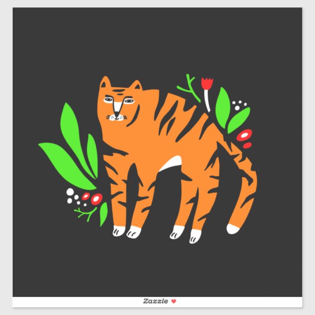 Tiger in Blume Aufkleber (Blatt)