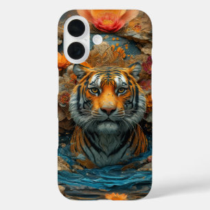 Tiger in Blume iPhone 16 Hülle