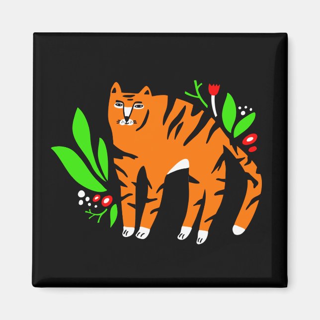 Tiger in Blume Magnet (Vorne)