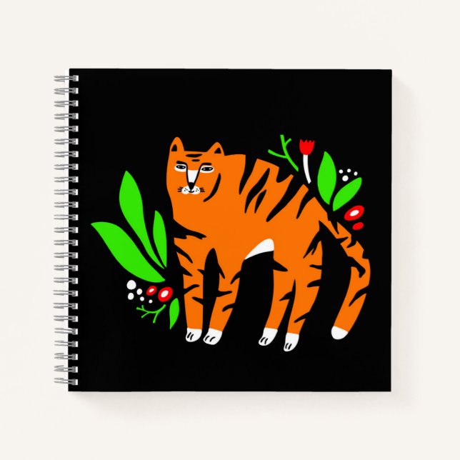 Tiger in Blume Notizbuch (Vorderseite)