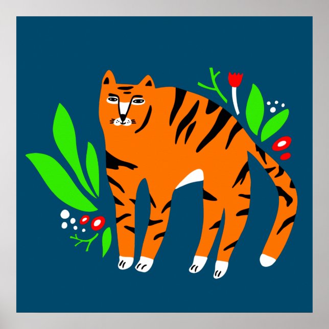 Tiger in Blume Poster (Vorne)