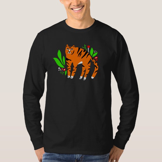 Tiger in Blume T-Shirt (Vorderseite)
