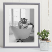 Tiger in der Badewanne Schwarz-weißes Badehotelkun