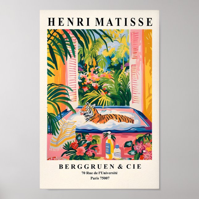 Tiger in der Badewanne Witziges Poster, Dopamindek Poster (Vorne)