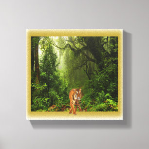 Tiger in der Dschungel-Leinwand Leinwanddruck