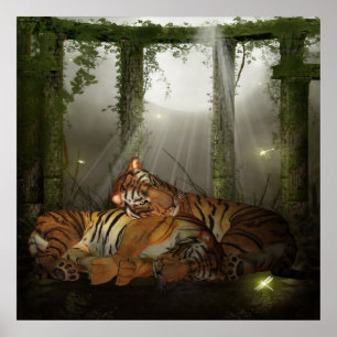 Tiger in der Ruinds I Liebe Sie, Jahr des Tigers Poster