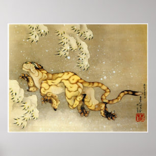 Tiger in der Schneekunst Poster