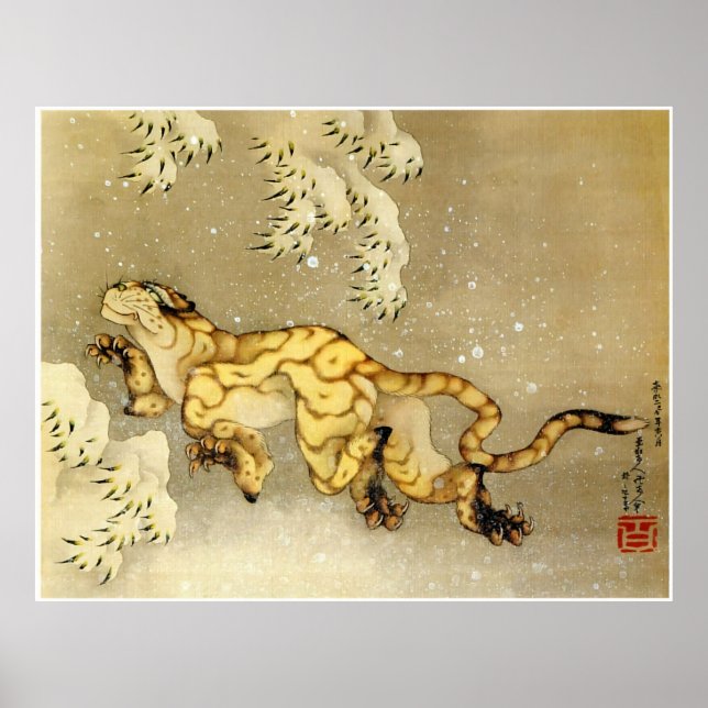 Tiger in der Schneekunst Poster (Vorne)