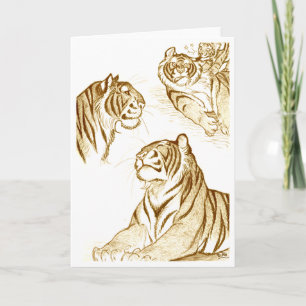 Tiger in der Sepia-Grußkarte Karte