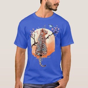 Tiger in dunkler Sakura-Baumversion T-Shirt