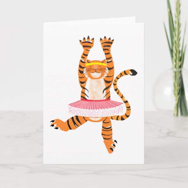 Tiger in einem Ballettröckchen Karte (Vorderseite)