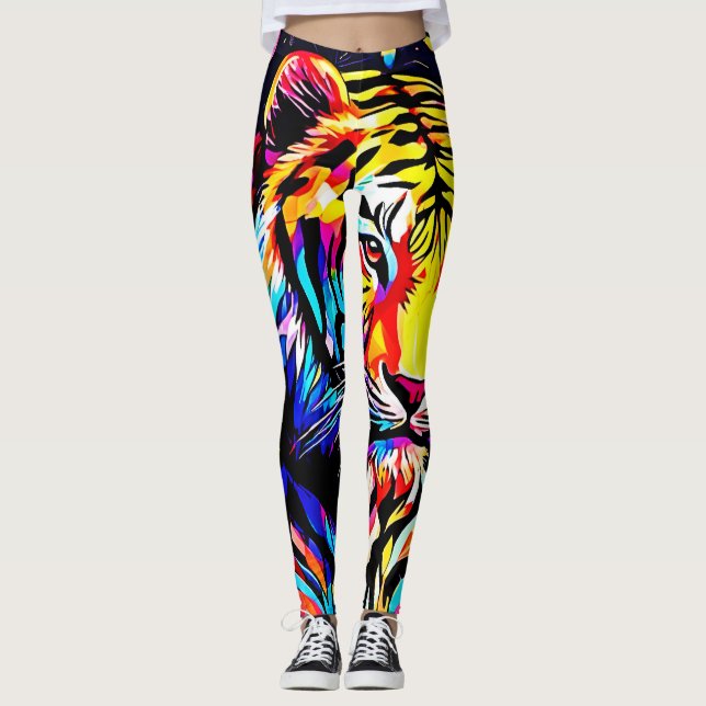 Tiger in einem Blumentraum Leggings (Vorderseite)