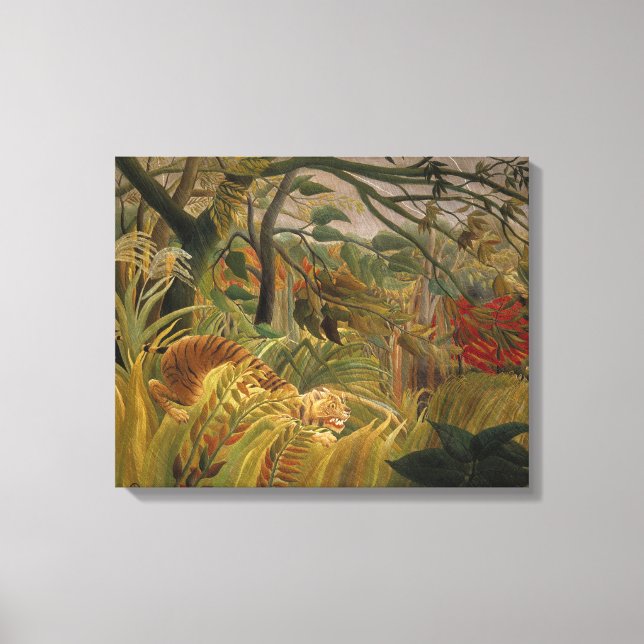 Tiger in einem tropischen Sturm | Henri Rousseau Leinwanddruck (Vorderseite)