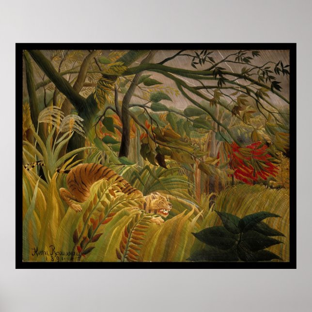 Tiger in einem tropischen Sturm - Henri Rousseau Poster (Vorne)