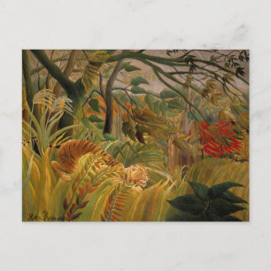Tiger in einem tropischen Sturm von Henri Rousseau Postkarte