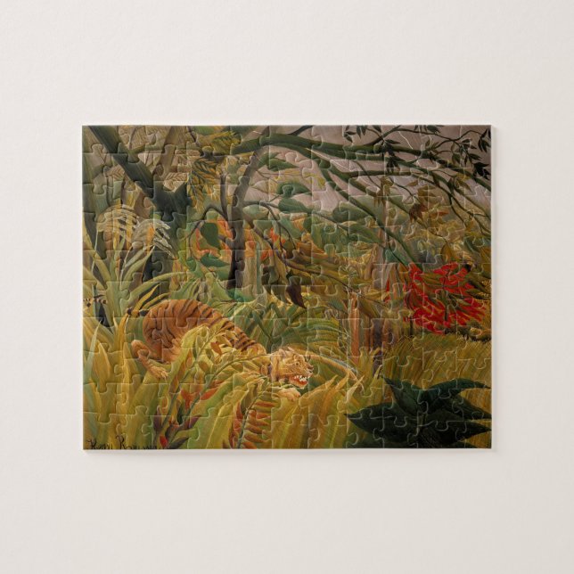 Tiger in einem tropischen Sturm von Henri Rousseau Puzzle (Horizontal)