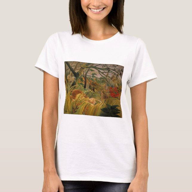 Tiger in einem tropischen Sturm von Henri Rousseau T-Shirt (Vorderseite)