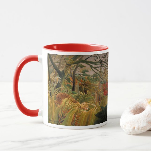 Tiger in einem tropischen Sturm von Henri Rousseau Tasse (Mit Donut)