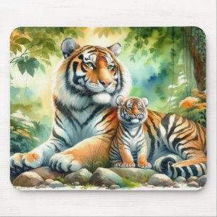 Tiger in einem üppigen Dschungelparadies Mousepad