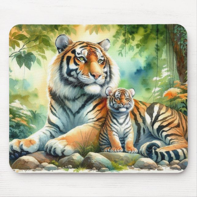 Tiger in einem üppigen Dschungelparadies Mousepad (Vorne)