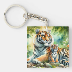 Tiger in einem üppigen Dschungelparadies Schlüsselanhänger