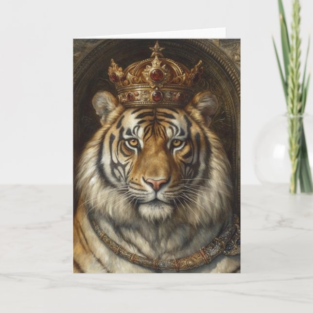 Tiger in einer goldenen Ruby-Krone Karte (Vorderseite)