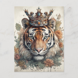 Tiger in einer Krone Postkarte