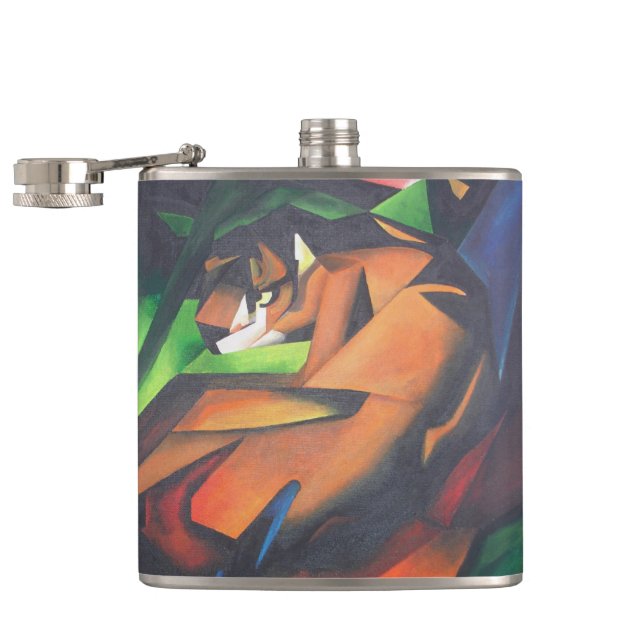 Tiger in geometrischer Art Stil Franz Marc Flachmann (Geöffnet)