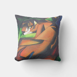 Tiger in geometrischer Art Stil Franz Marc Kissen