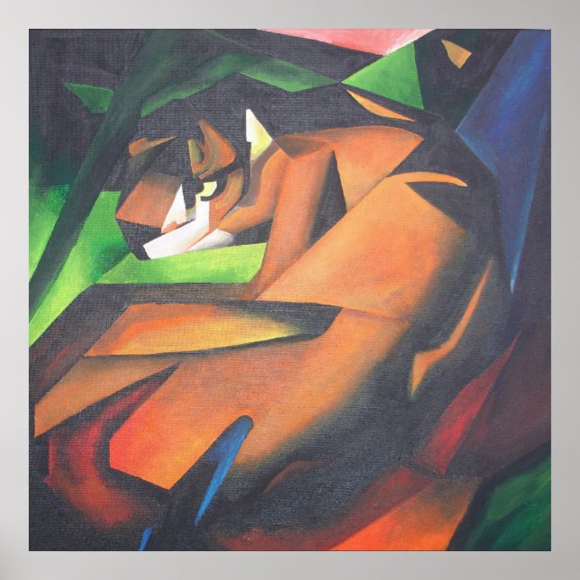 Tiger in geometrischer Art Stil Franz Marc Poster (Vorne)