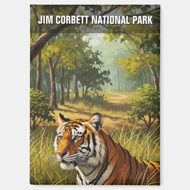 Tiger in Jim Corbett Nationalpark Magnet (Vorderseite)