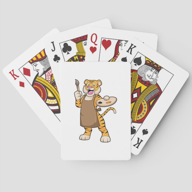 Tiger in Malerei mit Pinsel und Pinsel Spielkarten (Rückseite)