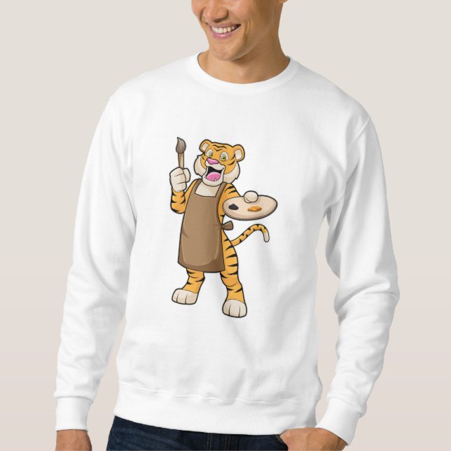 Tiger in Malerei mit Pinsel und Pinsel Sweatshirt (Vorderseite)
