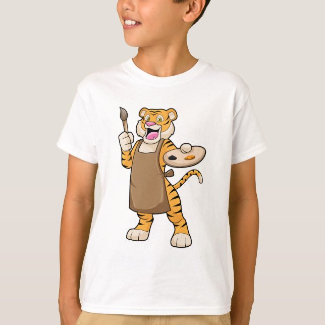 Tiger in Malerei mit Pinsel und Pinsel T-Shirt (Vorderseite)