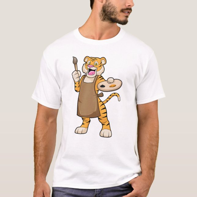Tiger in Malerei mit Pinsel und Pinsel T-Shirt (Vorderseite)