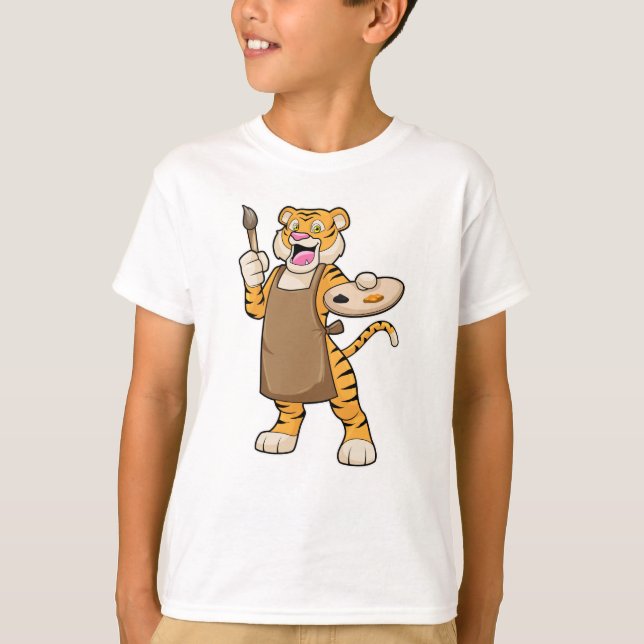 Tiger in Malerei mit Pinsel und Pinsel T-Shirt (Vorderseite)